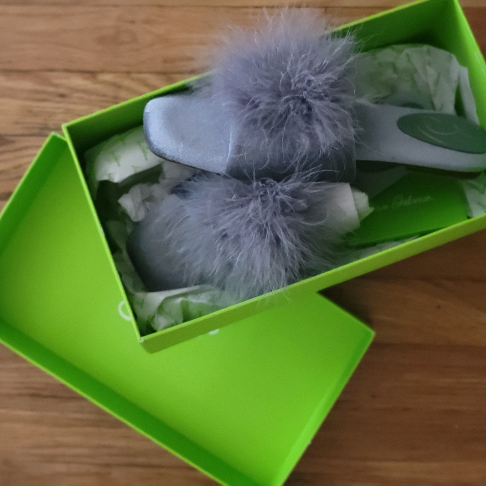 Kids Fluffy Gray Slippers